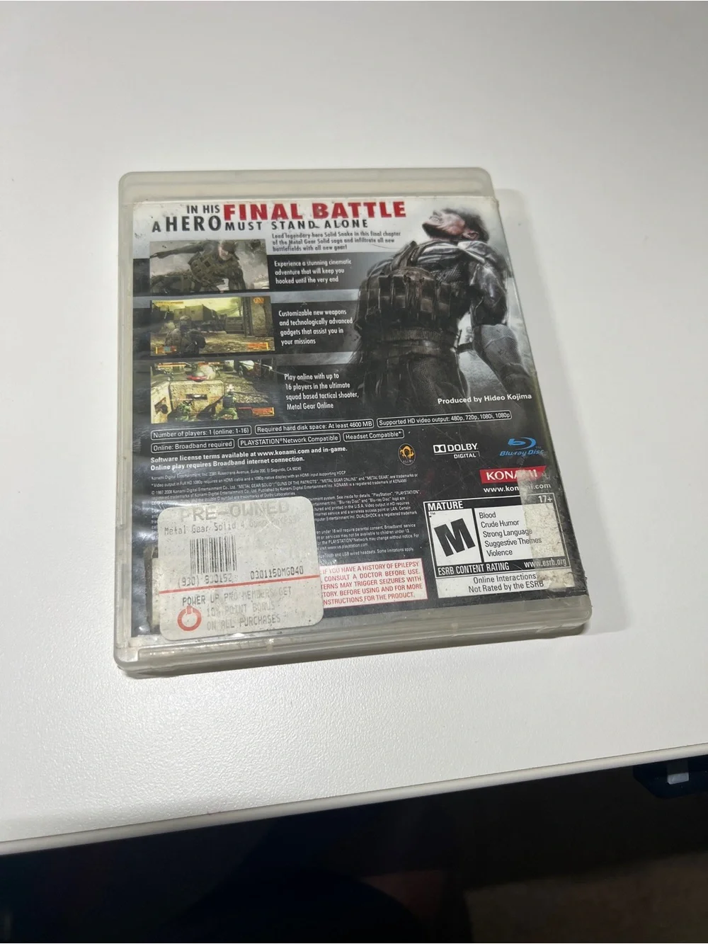 Sony PlayStation 3 Metal Gear Solid 4 Game Case - Gray/Cream Cover
